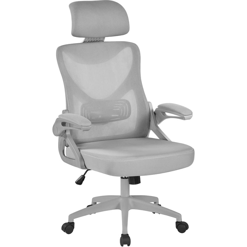 Sedia da ufficio in rete con schienale alto, braccioli ribaltabili e design ergonomico