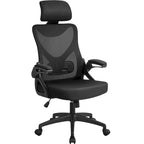 Sedia da ufficio in rete con schienale alto, braccioli ribaltabili e design ergonomico
