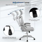 Sedia da ufficio in rete con schienale alto, braccioli ribaltabili e design ergonomico