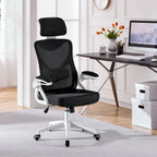 Sedia da ufficio in rete con schienale alto, braccioli ribaltabili e design ergonomico