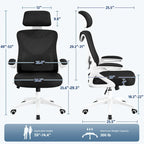 Sedia da ufficio in rete con schienale alto, braccioli ribaltabili e design ergonomico