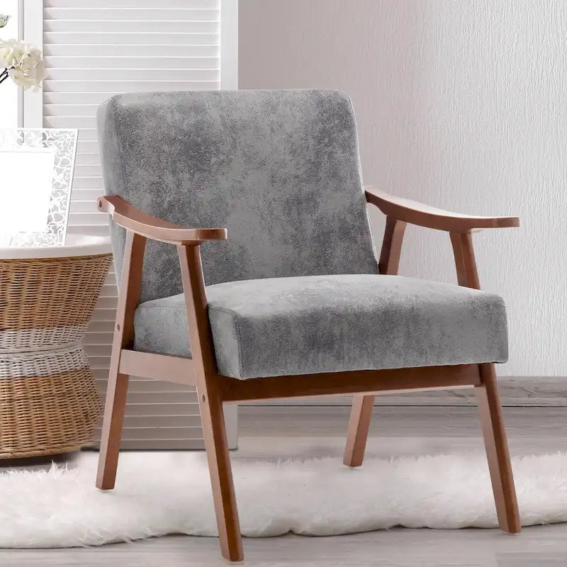 Sedia Mid-Century Modern, Sedia da Soggiorno con Struttura in Legno Massello