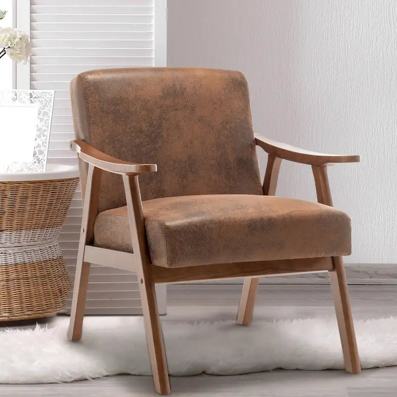 Sedia Mid-Century Modern, Sedia da Soggiorno con Struttura in Legno Massello