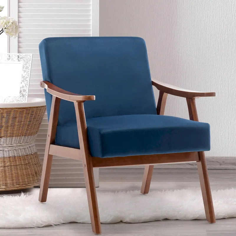 Sedia Mid-Century Modern, Sedia da Soggiorno con Struttura in Legno Massello