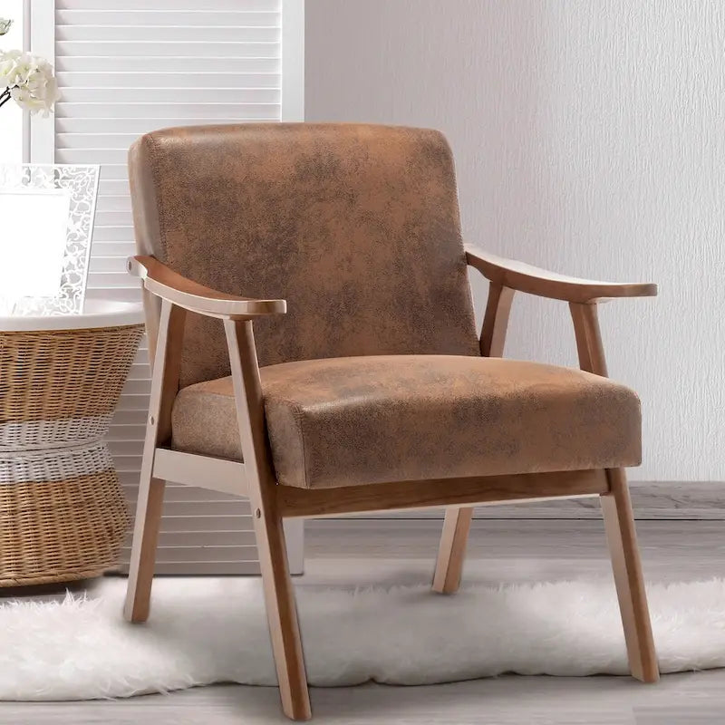 Sedia Mid-Century Modern, Sedia da Soggiorno con Struttura in Legno Massello