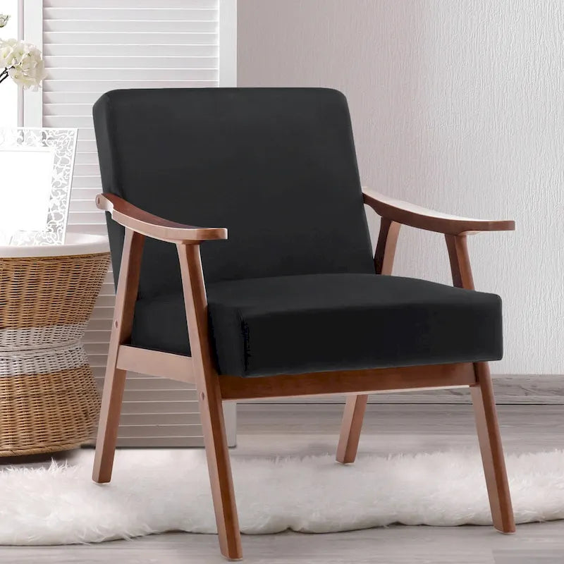 Sedia Mid-Century Modern, Sedia da Soggiorno con Struttura in Legno Massello