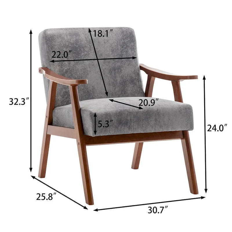 Sedia Mid-Century Modern, Sedia da Soggiorno con Struttura in Legno Massello