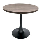 Tavolo da pranzo rotondo Bristol 36 per 4 persone con piano in MDF ed elegante base in ferro nero per cucina e sala da pranzo