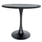 Tavolo da pranzo rotondo Bristol 36 per 4 persone con piano in MDF ed elegante base in ferro nero per cucina e sala da pranzo