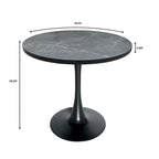 Tavolo da pranzo rotondo Bristol 36 per 4 persone con piano in MDF ed elegante base in ferro nero per cucina e sala da pranzo