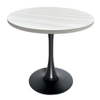 Tavolo da pranzo rotondo Bristol 36 per 4 persone con piano in MDF ed elegante base in ferro nero per cucina e sala da pranzo