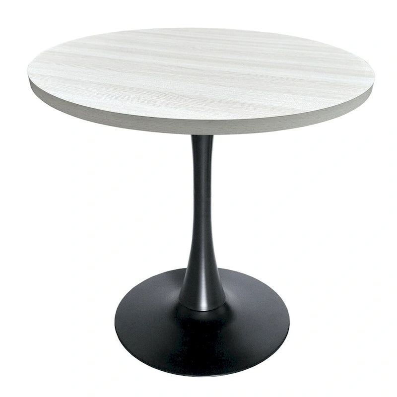 Tavolo da pranzo rotondo Bristol 36 per 4 persone con piano in MDF ed elegante base in ferro nero per cucina e sala da pranzo