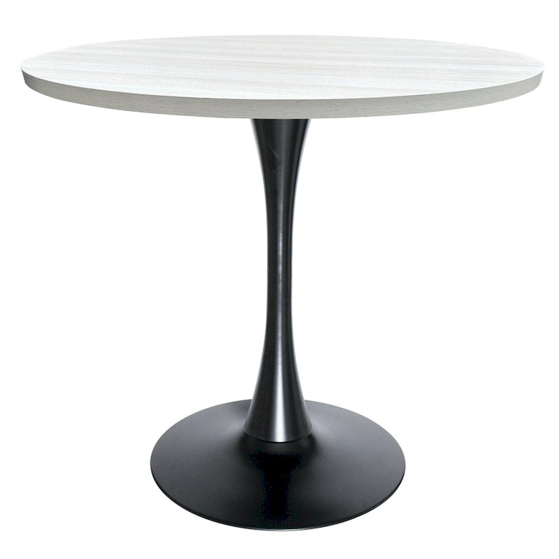 Tavolo da pranzo rotondo Bristol 36 per 4 persone con piano in MDF ed elegante base in ferro nero per cucina e sala da pranzo