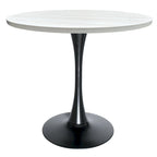 Tavolo da pranzo rotondo Bristol 36 per 4 persone con piano in MDF ed elegante base in ferro nero per cucina e sala da pranzo