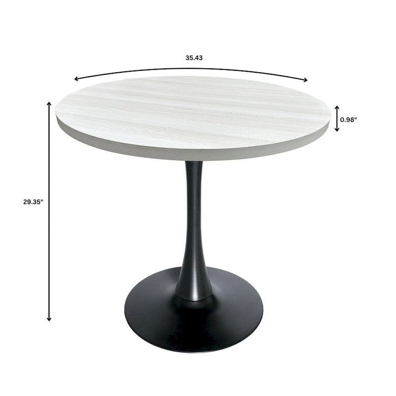 Tavolo da pranzo rotondo Bristol 36 per 4 persone con piano in MDF ed elegante base in ferro nero per cucina e sala da pranzo