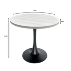 Tavolo da pranzo rotondo Bristol 36 per 4 persone con piano in MDF ed elegante base in ferro nero per cucina e sala da pranzo