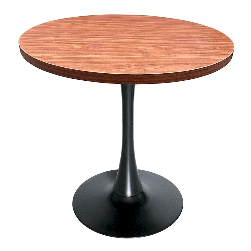 Tavolo da pranzo rotondo Bristol 36 per 4 persone con piano in MDF ed elegante base in ferro nero per cucina e sala da pranzo