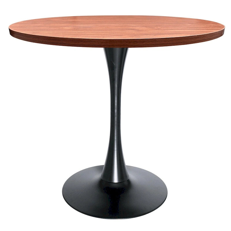 Tavolo da pranzo rotondo Bristol 36 per 4 persone con piano in MDF ed elegante base in ferro nero per cucina e sala da pranzo