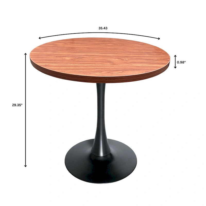Tavolo da pranzo rotondo Bristol 36 per 4 persone con piano in MDF ed elegante base in ferro nero per cucina e sala da pranzo