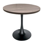 Tavolo da pranzo rotondo Bristol 36 per 4 persone con piano in MDF ed elegante base in ferro nero per cucina e sala da pranzo