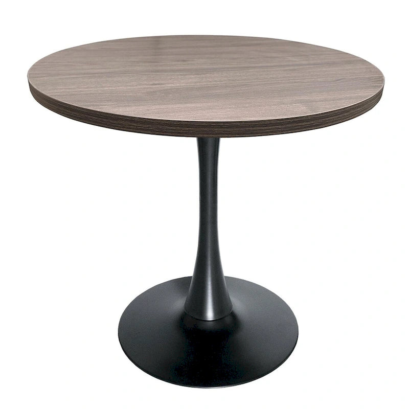 Tavolo da pranzo rotondo Bristol 36 per 4 persone con piano in MDF ed elegante base in ferro nero per cucina e sala da pranzo