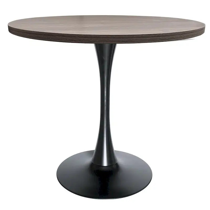 Tavolo da pranzo rotondo Bristol 36 per 4 persone con piano in MDF ed elegante base in ferro nero per cucina e sala da pranzo