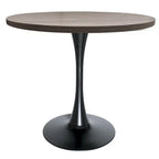 Tavolo da pranzo rotondo Bristol 36 per 4 persone con piano in MDF ed elegante base in ferro nero per cucina e sala da pranzo