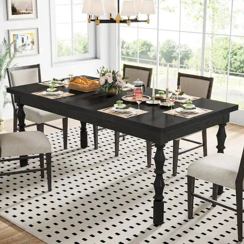 Tavolo da Pranzo in Legno da 157 cm per 4-6 Persone, Grande Tavolo da Cucina Rettangolare Stile Rustico