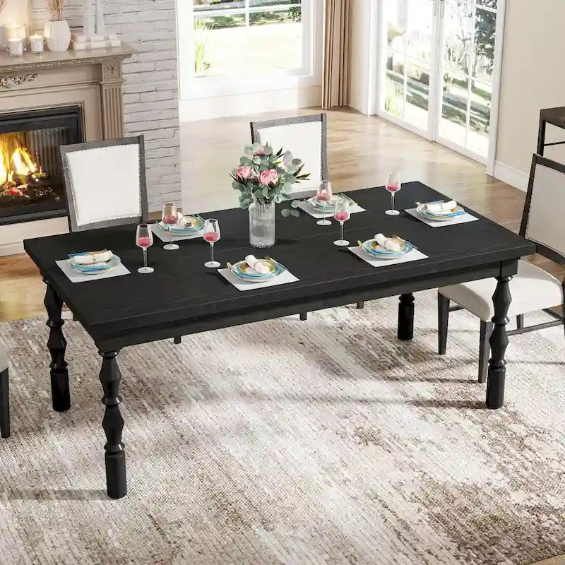 Tavolo da Pranzo in Legno da 157 cm per 4-6 Persone, Grande Tavolo da Cucina Rettangolare Stile Rustico