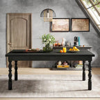 Tavolo da Pranzo in Legno da 157 cm per 4-6 Persone, Grande Tavolo da Cucina Rettangolare Stile Rustico