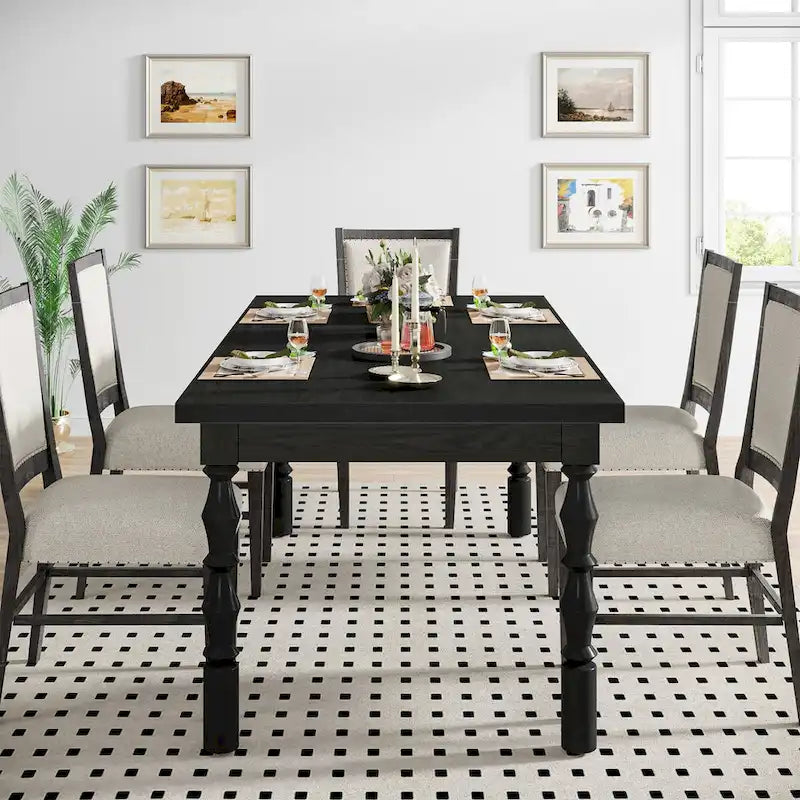 Tavolo da Pranzo in Legno da 157 cm per 4-6 Persone, Grande Tavolo da Cucina Rettangolare Stile Rustico