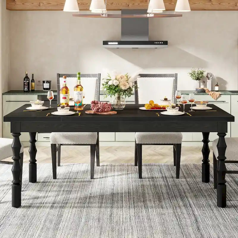 Tavolo da Pranzo in Legno da 157 cm per 4-6 Persone, Grande Tavolo da Cucina Rettangolare Stile Rustico
