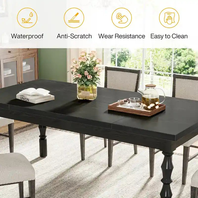 Tavolo da Pranzo in Legno da 157 cm per 4-6 Persone, Grande Tavolo da Cucina Rettangolare Stile Rustico