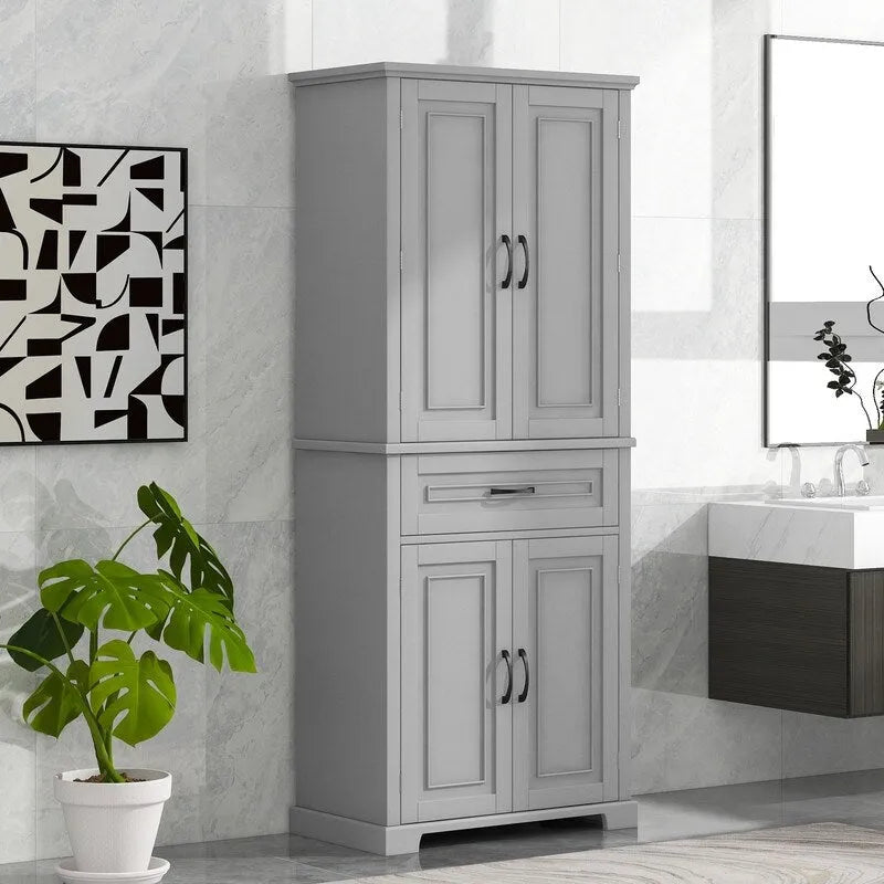 Mobiletto da bagno con ante e cassetto, molteplici spazi, ripiano regolabile