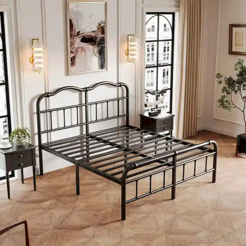 Struttura letto resistente anti-oscillazione da 18 pollici con testiera ad arte ondulata, facile montaggio