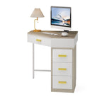 Scrivania angolare per computer in legno/metallo con 4 cassetti