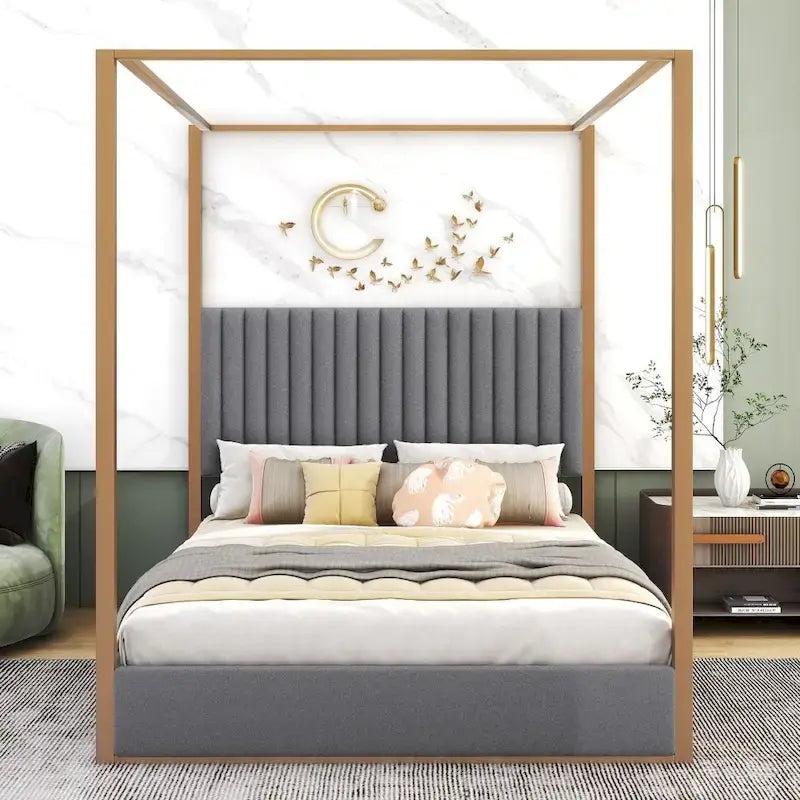 Letto a baldacchino imbottito Queen Size