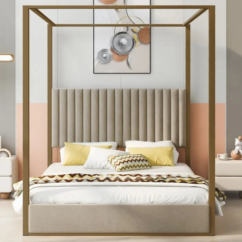 Letto a baldacchino imbottito Queen Size