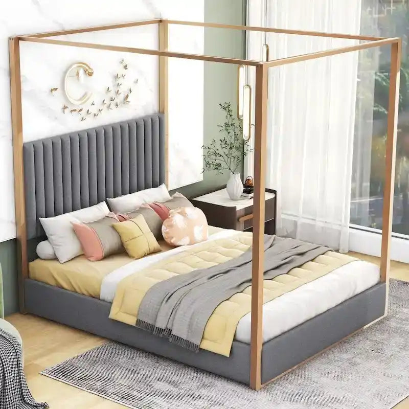 Letto a baldacchino imbottito Queen Size