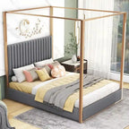 Letto a baldacchino imbottito Queen Size