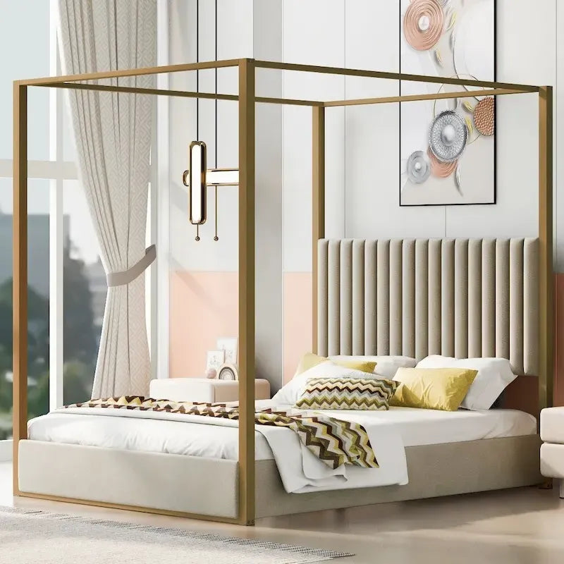 Letto a baldacchino imbottito Queen Size